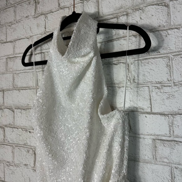 Amanda Uprichard REVOLVE Dress White Sequin Samba Maxi Halter S - Picture 4 of 9